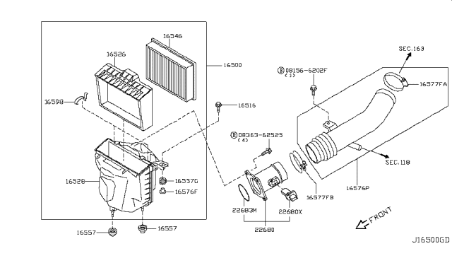 2005 Nissan 350Z Air Cleaner Diagram