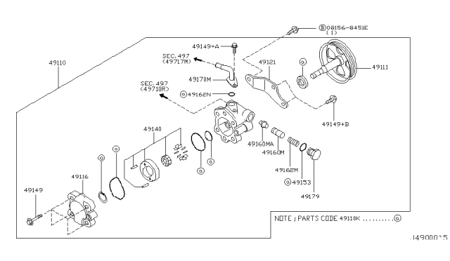 2003 Nissan 350Z Pump Assy-Power Steering Diagram for 49110-AM600