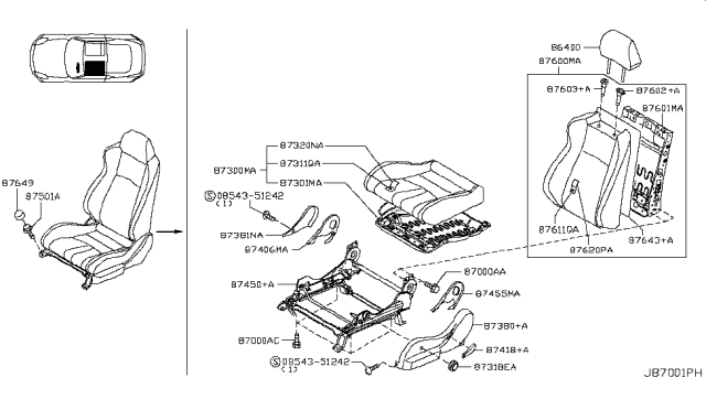 2007 Nissan 350Z Front Seat Diagram 1