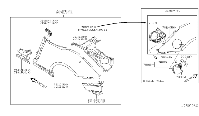 2007 Nissan 350Z Lock Gas Filler Diagram for 78830-CD43A