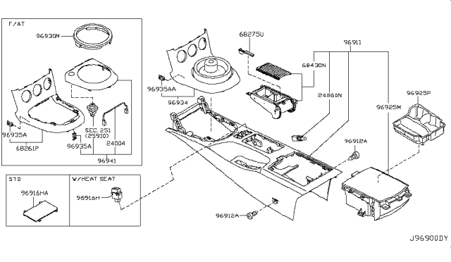 2007 Nissan 350Z Cup Holder Assembly Diagram for 68430-CF40A