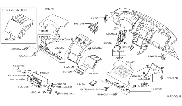 2005 Nissan 350Z Instrument Panel,Pad & Cluster Lid Diagram 4