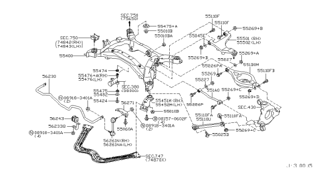 2004 Nissan 350Z Stopper-Differential Mounting,Lower Diagram for 55475-AG000