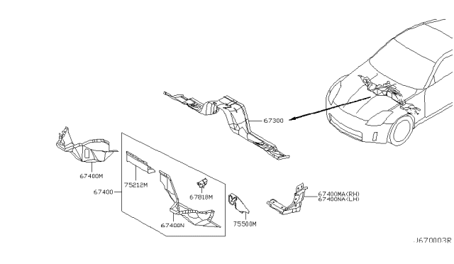 2004 Nissan 350Z Dash-Lower Diagram for 67310-CE030