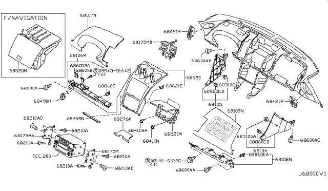 2006 Nissan 350Z Instrument Panel,Pad & Cluster Lid Diagram 6