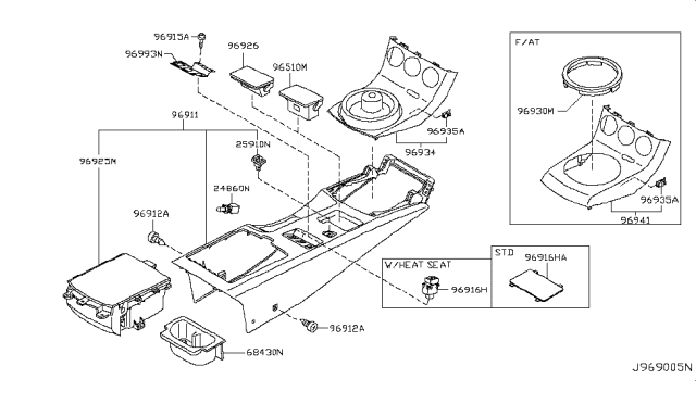 2004 Nissan 350Z Body-Console Diagram for 96911-CE801