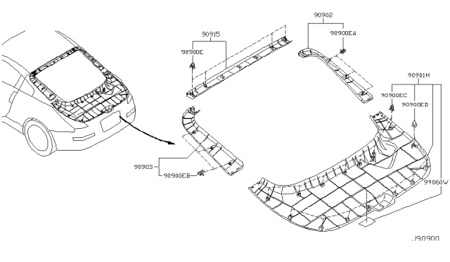 2005 Nissan 350Z Back Door Trimming Diagram