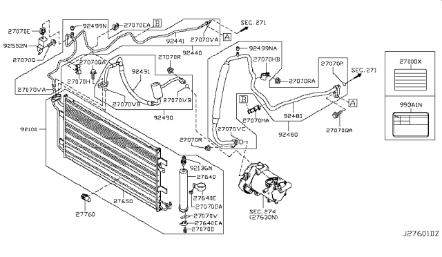 2011 Nissan Leaf Pipe Front Cooler, High A Diagram for 92441-3NA0A