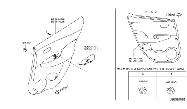 2011 Nissan Leaf Rear Door Trimming Diagram