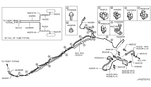 2012 Nissan Leaf Tube-Brake Rear LH Diagram for 46316-3NA0A