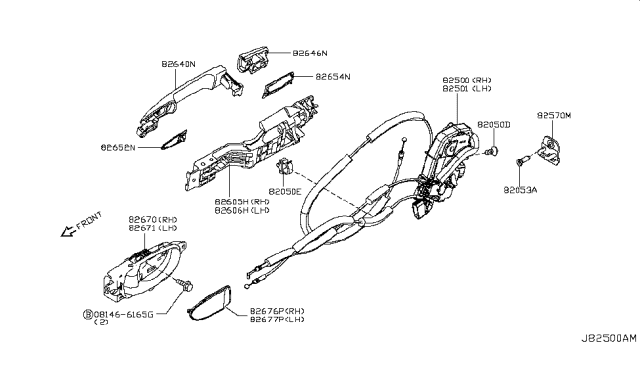 2012 Nissan Leaf Rear Left Driver Door Lock Actuator Diagram for 82501-3NA0A