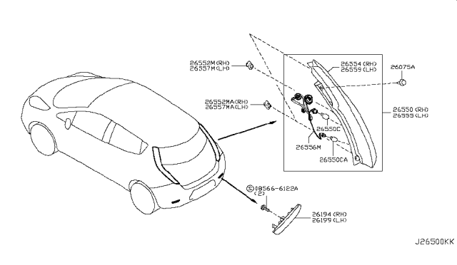 2012 Nissan Leaf Body Assy-Rear Combination Lamp,LH Diagram for 26559-3NA0A