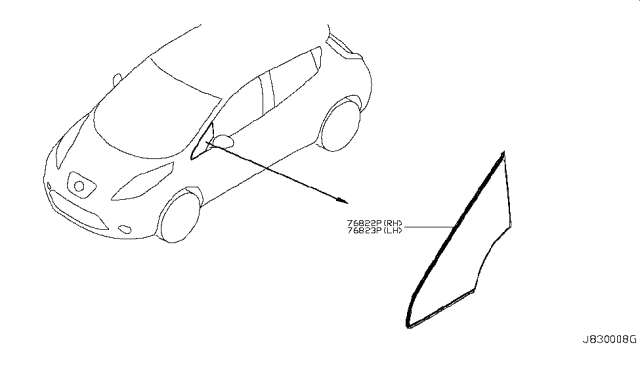 2011 Nissan Leaf Glass-Opera Window,RH Diagram for 76820-3NA0A