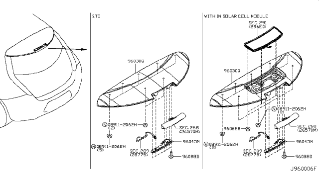 2012 Nissan Leaf Air Spoiler Assembly - Rear Diagram for 96032-3NE1H