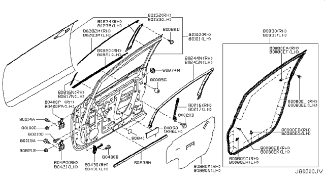 2012 Nissan Leaf Seal-Front Door PARTING RH Diagram for 80838-3NA0A