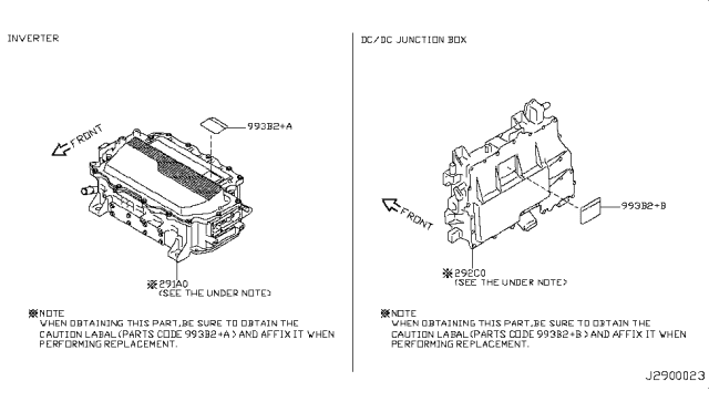 2012 Nissan Leaf Inverter Complete - Power Head Diagram for 291A0-3NA0A