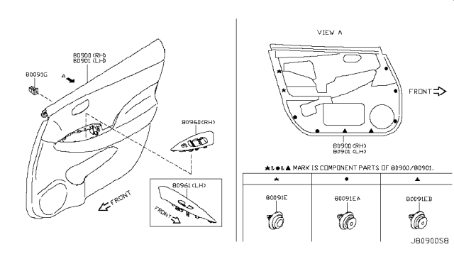 2012 Nissan Leaf Clip Diagram for 66916-3NK1A