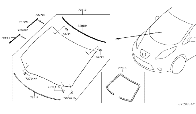 2011 Nissan Leaf Windshield Glass Diagram for G2700-3NA0A