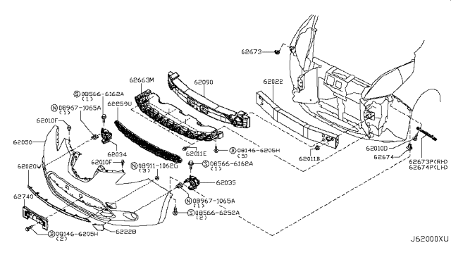 2011 Nissan Leaf Front Bumper Diagram 1