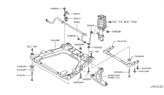 2012 Nissan Leaf Stay Assy-Front Suspension Member Diagram for 544C4-3NA0B