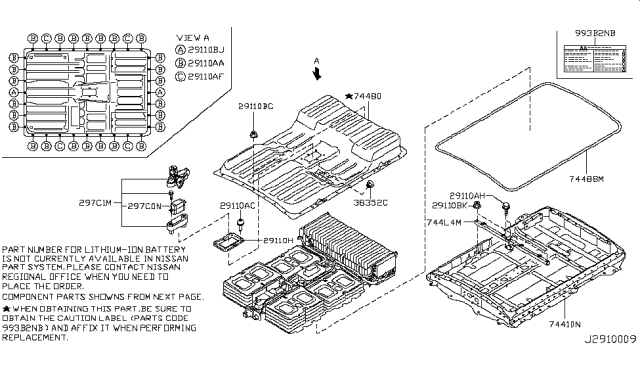 2012 Nissan Leaf Seal Battery Cover Diagram for 74488-3NA0A