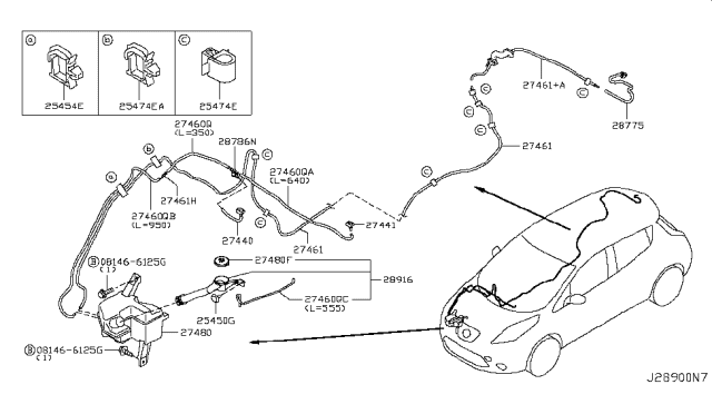 2011 Nissan Leaf Washer Nozzle Assembly,Passenger Side Diagram for 28932-3NA0A