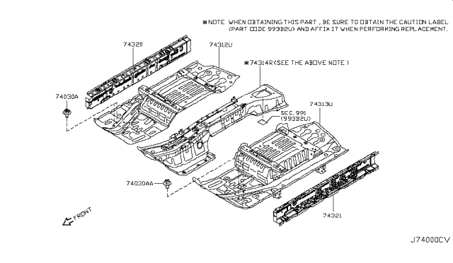 2011 Nissan Leaf SILL Inner RH Diagram for 76450-3NA0A