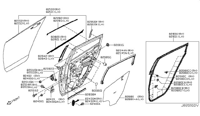 2012 Nissan Leaf Tape-Rear Door SASH Rear, RH Diagram for 82818-3NA0A