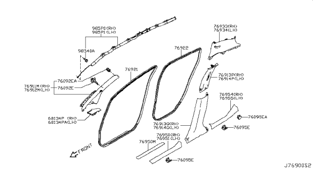 2011 Nissan Leaf Body Side Trimming Diagram