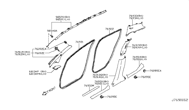 2011 Nissan Leaf Curtain Air Bag Passenger Side Module Assembly Diagram for K85P0-3NA0A