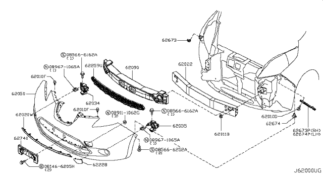 2011 Nissan Leaf Front Bumper Diagram 3