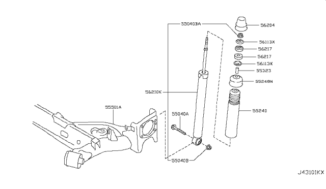 2012 Nissan Leaf Beam Complete-Rear Suspension Diagram for 55501-3NA1A