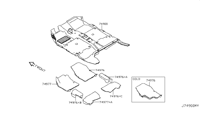 2012 Nissan Leaf Trim Assembly Luggage Diagram for 749D8-3NA0A