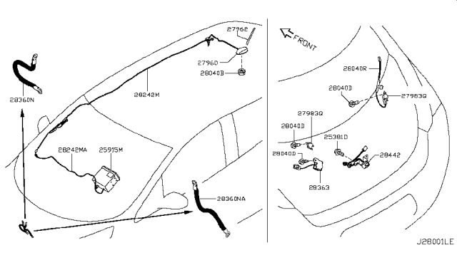 2011 Nissan Leaf Camera Assy-Back View Diagram for 28442-3NA0A