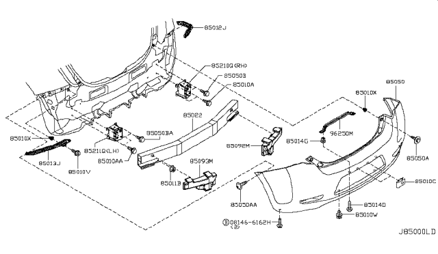 2011 Nissan Leaf Rear Bumper - Diagram 2