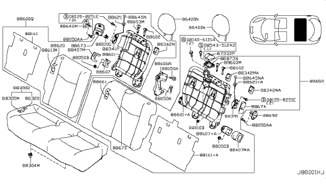 2012 Nissan Leaf Cover Diagram for 88639-3NA0A