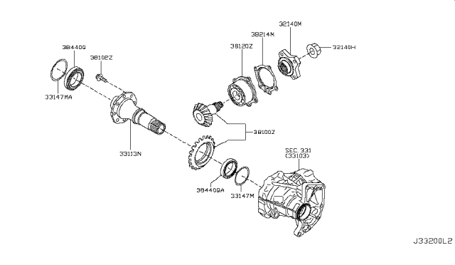 2017 Nissan Murano Gear Set-Final Drive Diagram for 38100-3KA0A