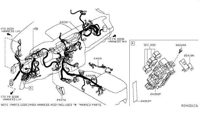 2017 Nissan Murano Harness-Console,Sub Diagram for 240N7-5AF0C