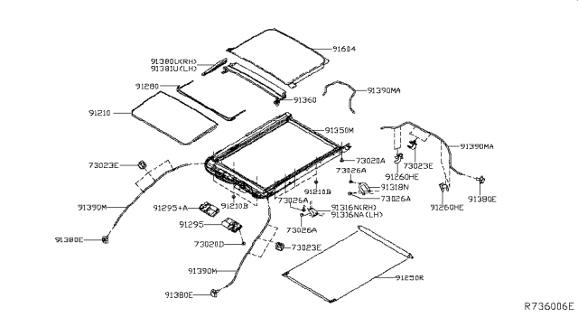 2016 Nissan Murano Hybrid Sun Roof Parts Diagram 1