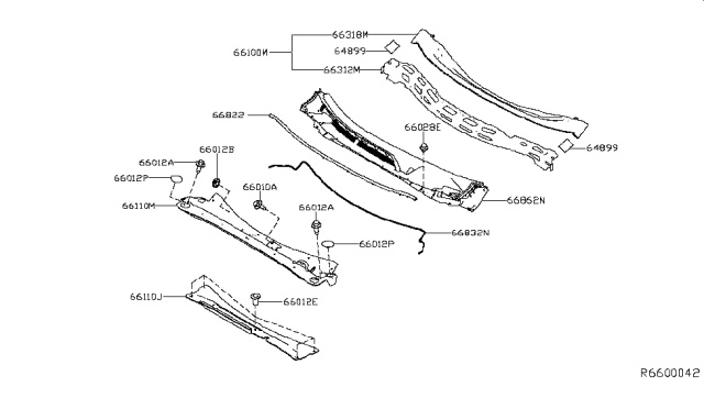 2017 Nissan Murano Extension-Cowl Top Diagram for 66315-5AF0A