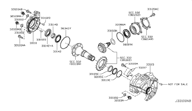 2017 Nissan Murano Adapter-Transfer Case Diagram for 33110-3KV0A