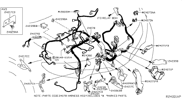 2016 Nissan Murano Protector-Harness Diagram for 24271-3JV0C