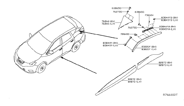 2017 Nissan Murano Body Side Molding Diagram