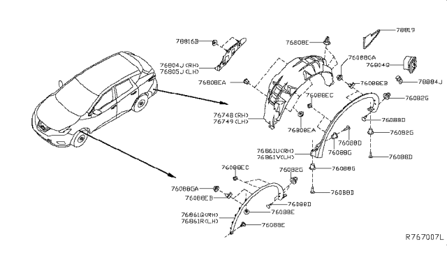 2016 Nissan Murano Body Side Fitting Diagram 1