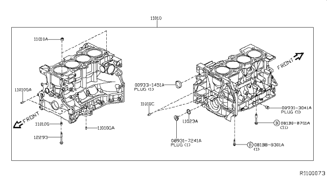 2016 Nissan Murano Cylinder Block & Oil Pan Diagram 1