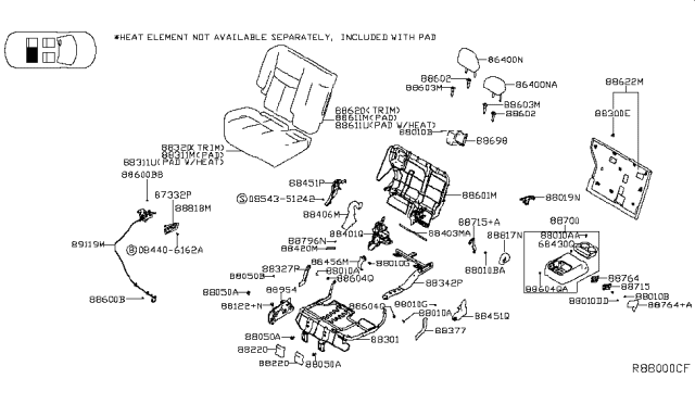 2016 Nissan Murano Clip Diagram for 88613-JX20A