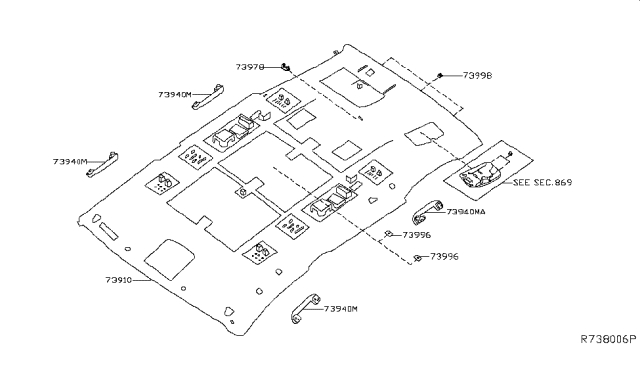 2017 Nissan Murano Cloth Assy-Headlining Diagram for 73910-9UD0B