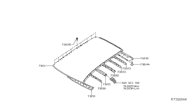 2016 Nissan Murano Roof Panel & Fitting Diagram 2