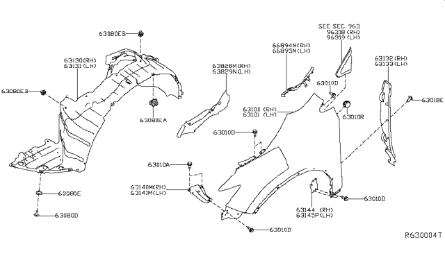 2016 Nissan Murano Front Fender & Fitting Diagram 2