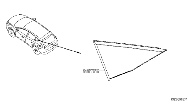 2016 Nissan Murano Glass Assy-Side Window,LH Diagram for 83301-5AA0A